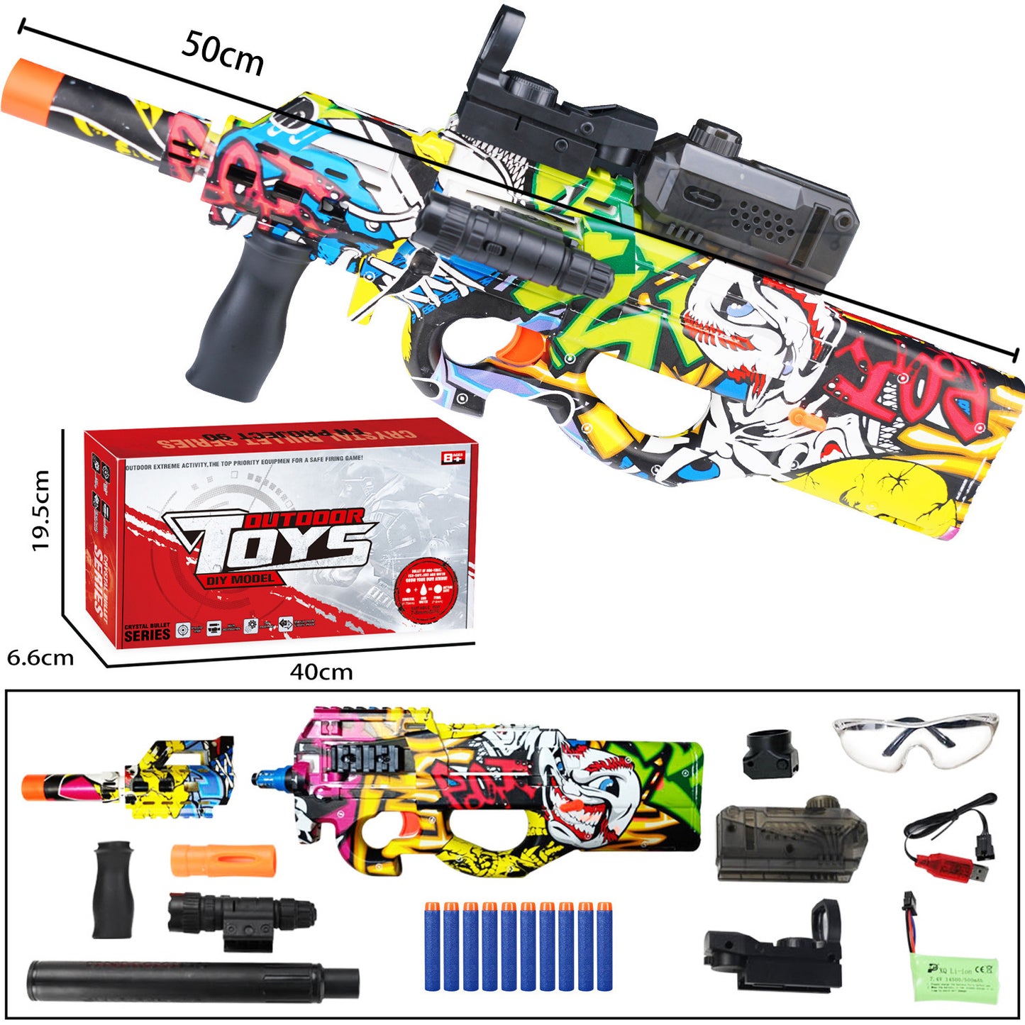 Electric High-speed Continuous Hair Soft Elastic Boy Crystal Toy Gun