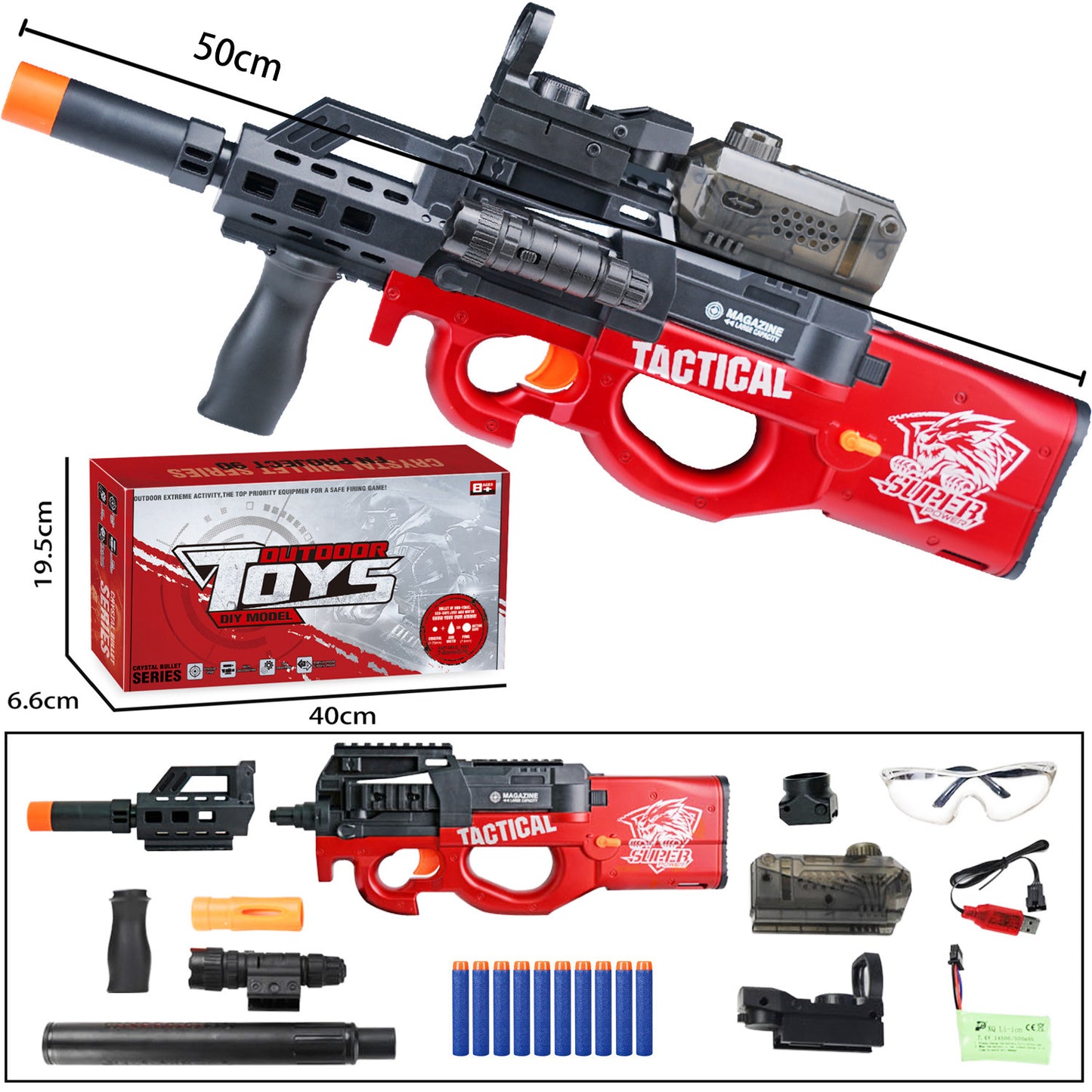 Electric High-speed Continuous Hair Soft Elastic Boy Crystal Toy Gun